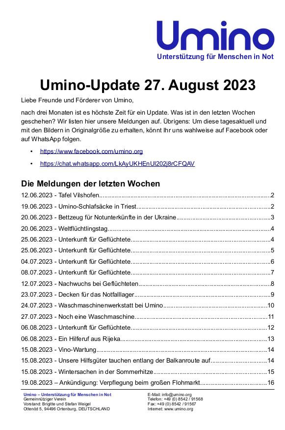 Umino-Update August 2023